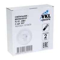 Светильник - вентилятор с пультом VKL electric FL-01, Е27, 24 Вт, 23&times;12 см, белый
