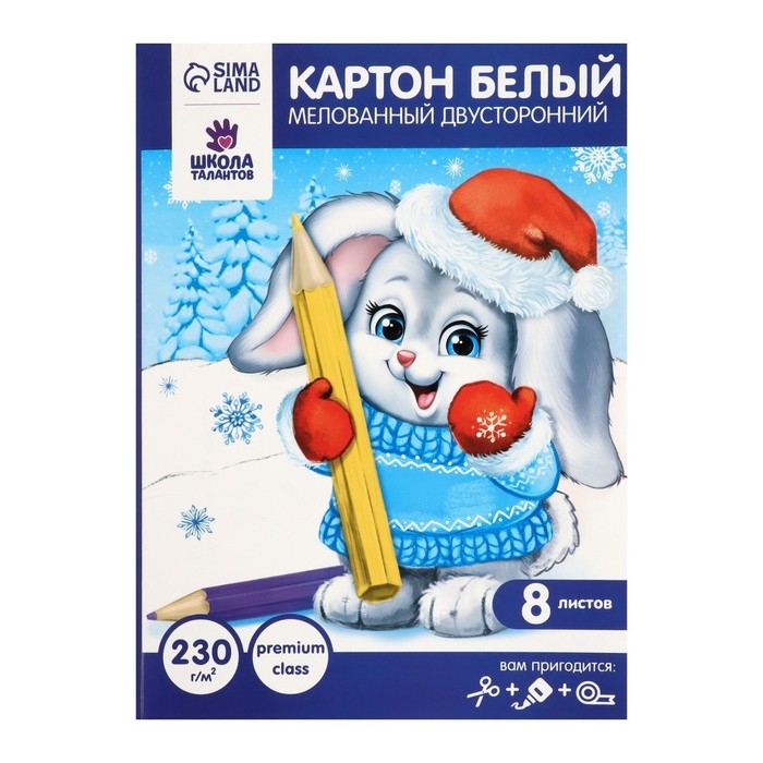 Картон белый А4, 8 листов двусторонний, мелованный, блок 230 г/м2, EXTRA белизна, в папке Картон белый А4, 8 листов двусторонний, мелованный, блок 230 г/м2, EXTRA белизна, в папке