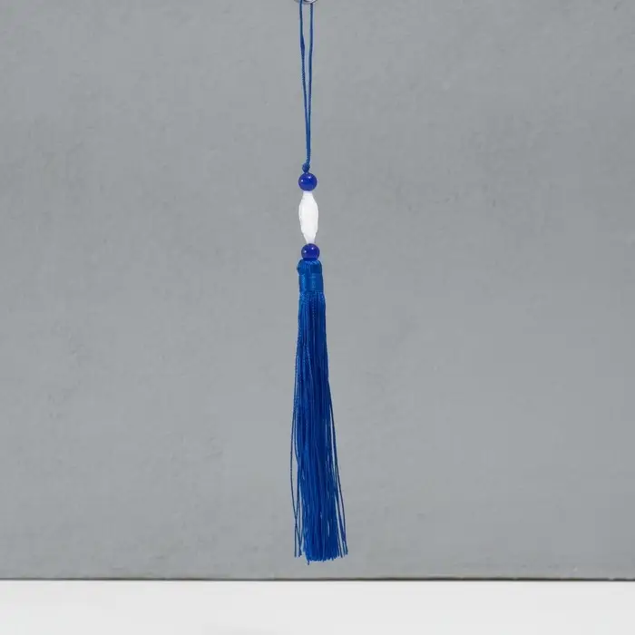 Подвеска текстиль, пластик "Кисть. Лотос" синяя 1,2х2,7х14,5 см