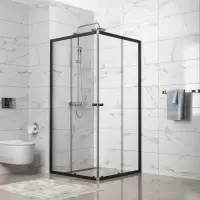 Душевое ограждение Domani-Spa Cube 99, прозрачное стекло, 90×90×190 см, без поддона, графит