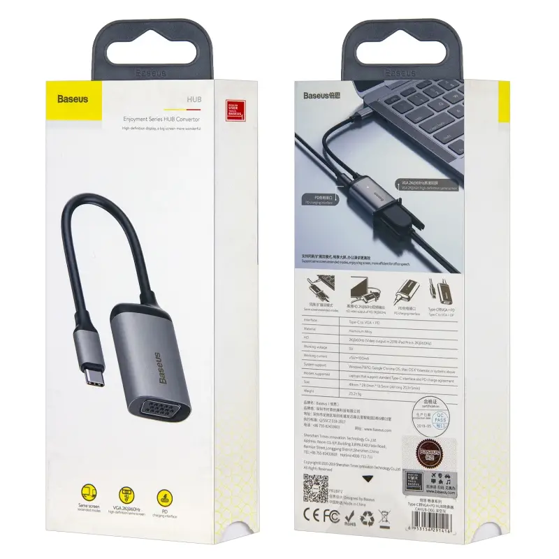 * Переходник Type-C на VGA + Type-C Baseus CAHUB-OOG * Переходник Type-C на VGA + Type-C Baseus CAHUB-OOG