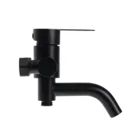 Смеситель для ванны ZEIN Z3491, изогнутый излив, душевой набор, нержавеющая сталь, черный