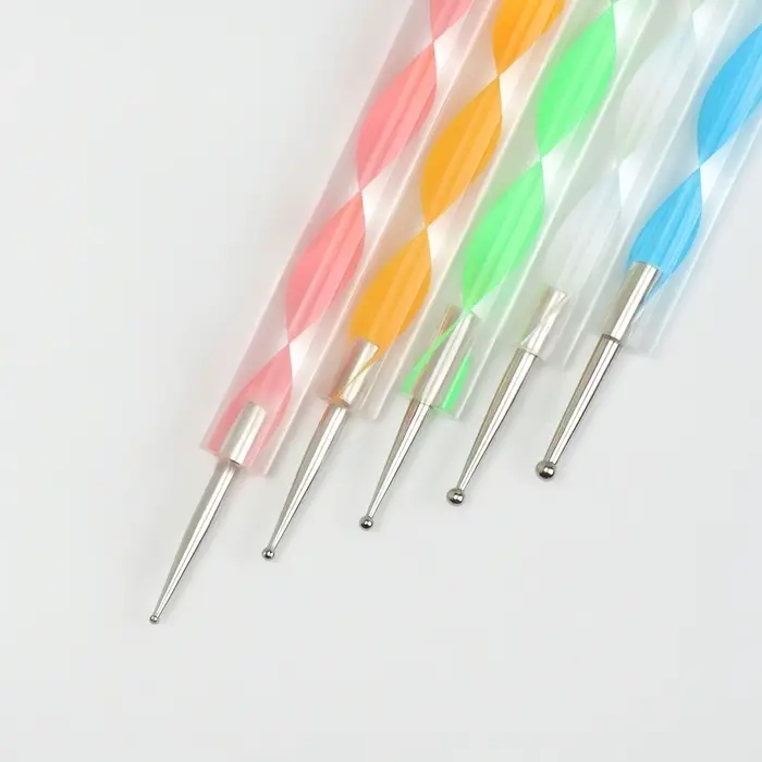 Дотсы двусторонние для дизайна ногтей, 5 шт., 13 см, d = 0,5/1/1,5/2/3 мм, разноцветные