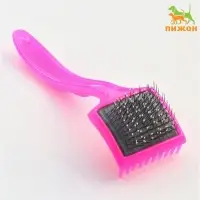 Щётка - пуходёрка малая, основание 44&times;44 мм, мягкая с каплями, розовая