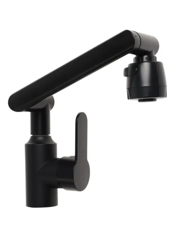 Смеситель для кухни ZEIN Z3705, регулируемый излив высотой 25 см, аэратор 2 режима, черный