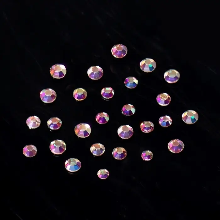 Стразы для декора, круглые, серебристые, голографические