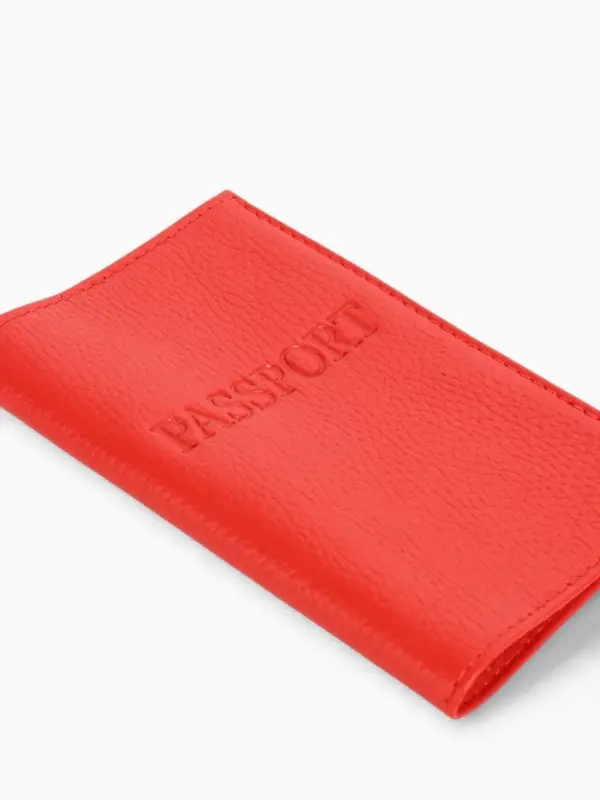 Обложка для паспорта 9,5*0,5*13,5, загран, флотер красный (17)
