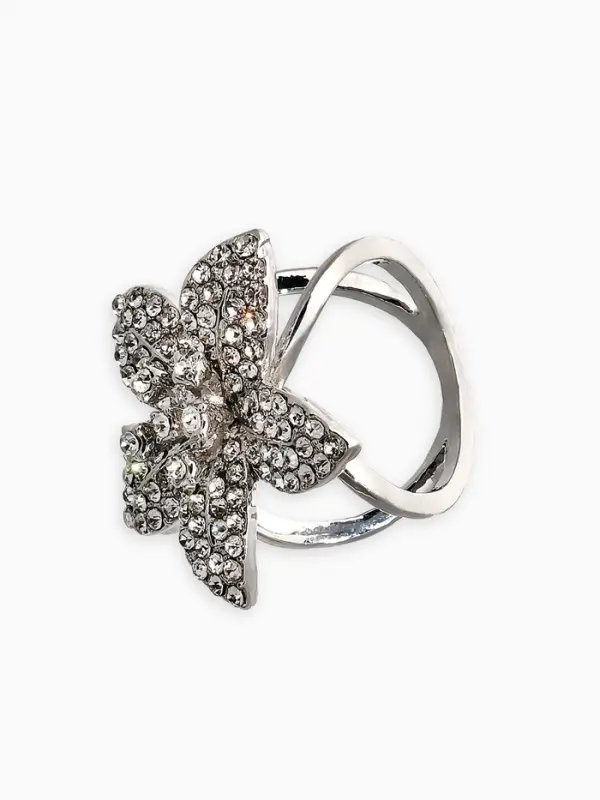 Кольцо для платка "Цветок Лилии", цвет белый в серебре