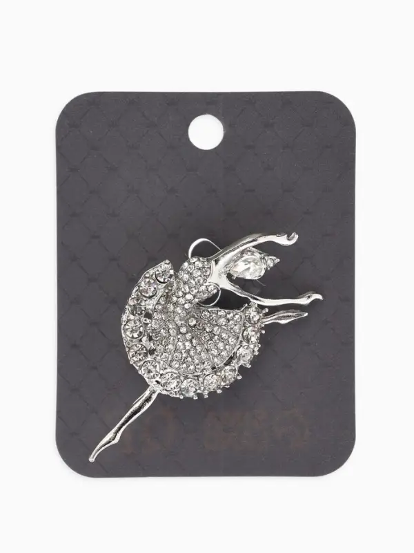 Брошь &laquo;Балерина&raquo;, белая в серебре