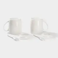 Набор кружек с ложками и подставками &laquo;Букет лаванды&raquo;, 2 предмета: 330 мл, керамика, рисунок МИКС