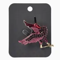 Брошь &laquo;Птица&raquo; аист, стразы, цвет фиолетовый в золоте