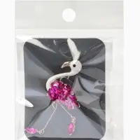 Брошь "Фламинго", кристалл, ноги двигаются, цвет бело-малиновый золоте