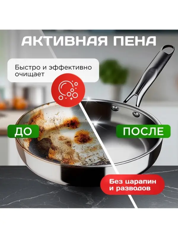 Средство чистящее SYNERGETIC для кухни, удаление жира, копоти и нагара Антижир, биоразлагаемое, 0.5 л