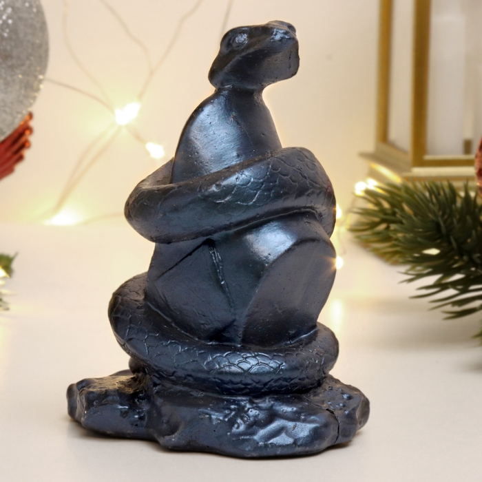 Новый год. Символ 2025. Фигура Новый год. Символ 2025. Фигура "Змея на камне" синий лунный, 9х7х5см