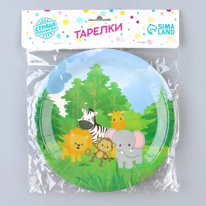Тарелка бумажная &laquo;Зверюшки&raquo;, в наборе 6 шт.