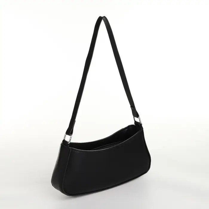 Сумка женская багет на молнии, 26&times;5&times;10.5 см, чёрная