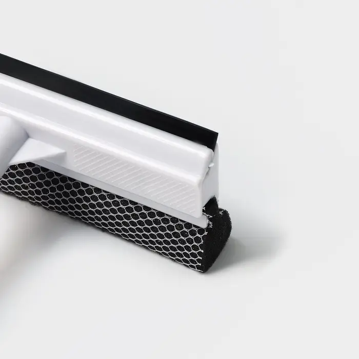 Щётка для окон, телескопическая ручка 47(80.5) см, поролон, две насадки из микрофибры с держателем 11.5&times;6.5 см