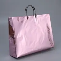 Пакет подарочный ПВХ, голография, розовый, пластиковая ручка, 44&times;33&times;12 см