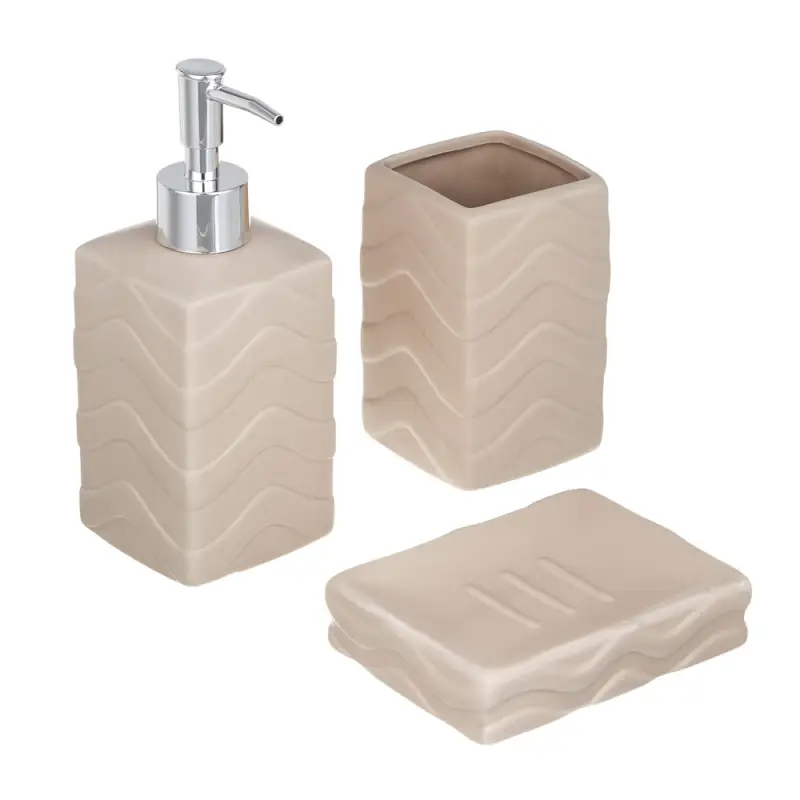 VETTA Стакан для ванной комнаты, керамика, 7x7x11,5 см, волны, персиковый