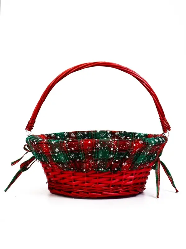 Корзина плетеная 32 х 32 х 14 см, ручка h=14 см красный НГ ткань Корзина плетеная 32 х 32 х 14 см, ручка h=14 см красный НГ ткань