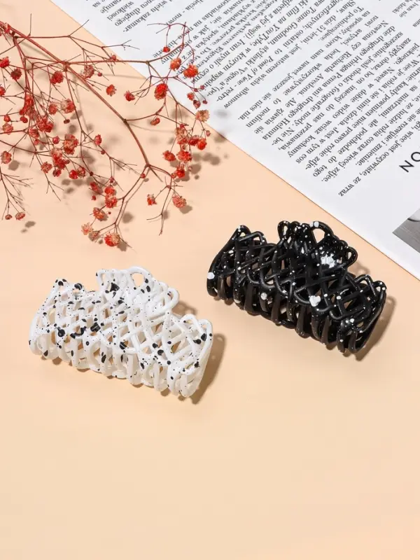 Крабик для волос &laquo;Эфи&raquo;, паутинка, 9 см, чёрный, белый