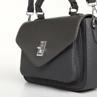 Сумка женская мессенджер TEXTURA на клапане, 24&times;7&times;16 см, тёмно-серая