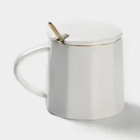 Кружка с ложкой Simple, 350 мл, керамика, белая
