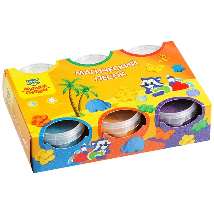 Песок для лепки «Приключения Енота», 6 цветов, 840 г, 2 форм. Песок для лепки «Приключения Енота», 6 цветов, 840 г, 2 форм.