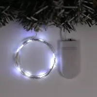 Гирлянда &laquo;Нить&raquo; 1 м роса, IP20, серебристая нить, 10 LED, батарейки CR2032&times;2 (в комплекте), свечение белое