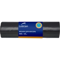 Мешки для мусора ПВД 360л 60мкм 10шт/рул черные 110х140см Luscan