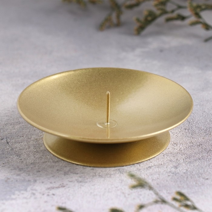 Подсвечник Подсвечник "Лотос" металл на одну свечу, 7,5х2 см, золотой