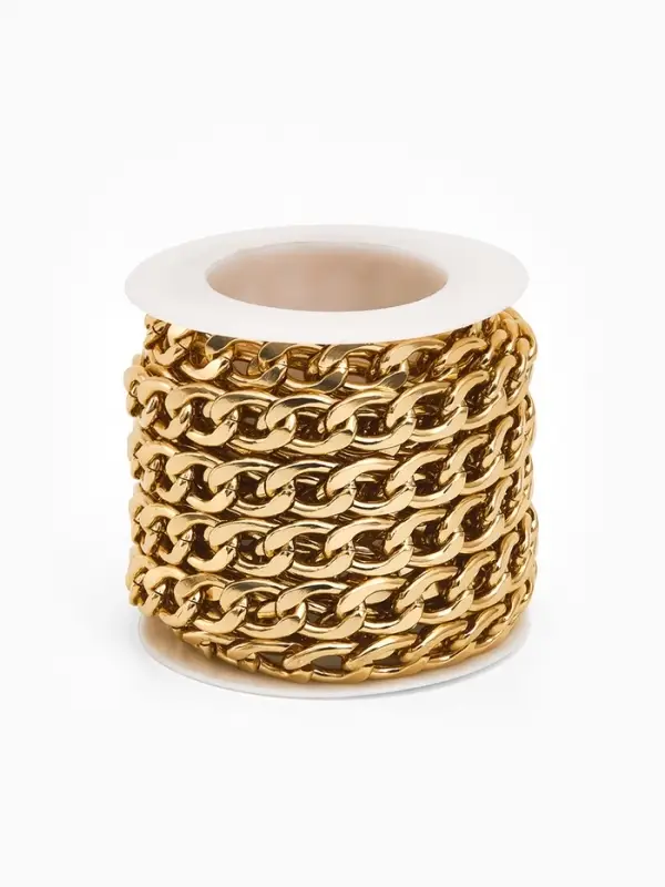 Цепочка с крупными звеньями без карабина на бобине, 13х8,5 мм, L=3м, цвет золото
