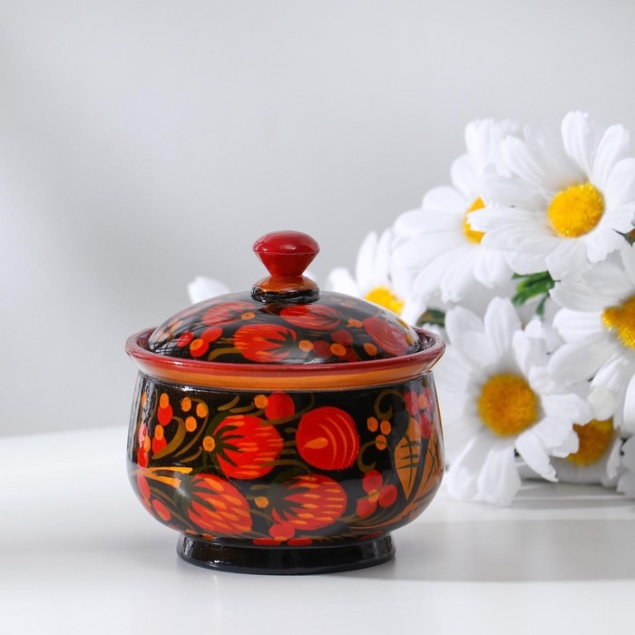 Солонка «Ягодка», большая, 7×10 см, хохлома Солонка «Ягодка», большая, 7×10 см, хохлома