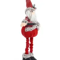 Игрушка мягкая &laquo;Дед Мороз в шубке - длинные ножки&raquo; стоит, 17&times;56 см, серо-красный