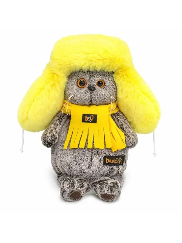 Мягкая игрушка &laquo;Кот Басик в желтой меховой шапке&raquo;, 22 см