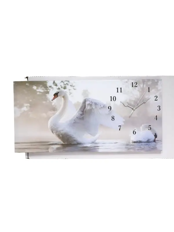 Часы-картина настенные, на холсте, интерьерные, бесшумные &laquo;Белый лебедь&raquo;, 40&times;76 см