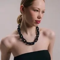 Колье &laquo;Цепь&raquo;, прямые углы, чёрное, 48 см