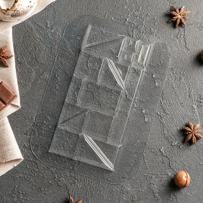 Форма для шоколада «Плитка Экстравагант», 17×8,5×1 см, пластик, прозрачная Форма для шоколада «Плитка Экстравагант», 17×8,5×1 см, пластик, прозрачная