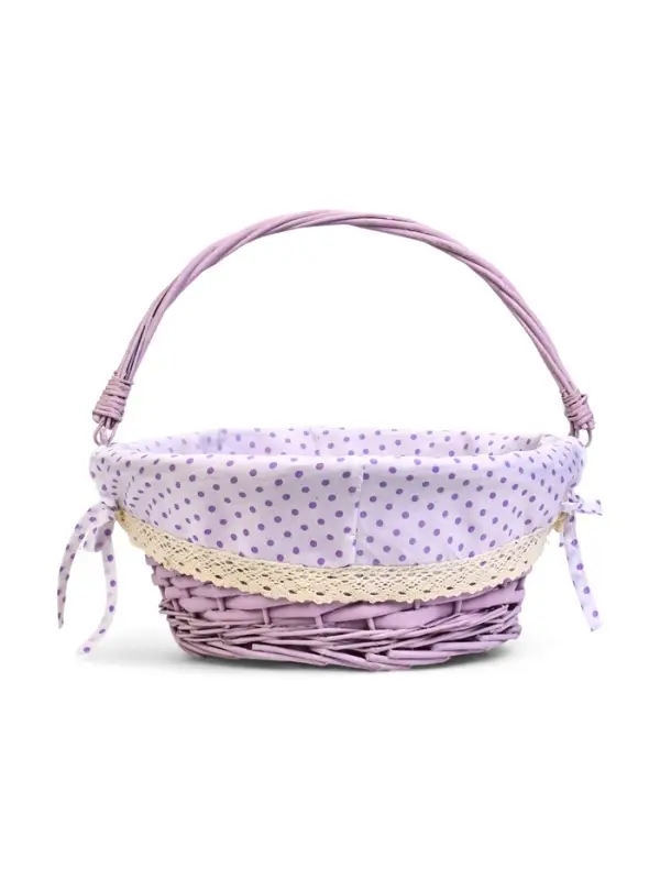 Корзина плетеная 32 х 32 х 14 см, ручка h=14 см фиол-ый  ткань Корзина плетеная 32 х 32 х 14 см, ручка h=14 см фиол-ый  ткань