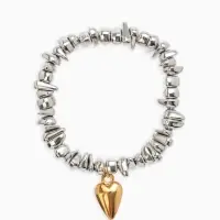 Браслет 3 нити "Каменнное сердце", цвет золотисто-серебристый Браслет 3 нити "Каменнное сердце", цвет золотисто-серебристый