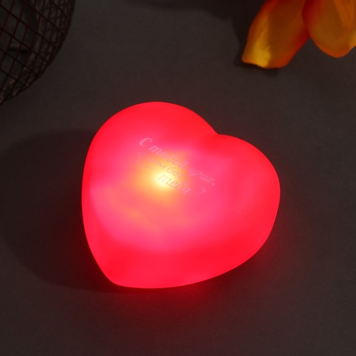 Ночник Ночник "Сердце" (С тобой лучше) LED 2хLR44 7х7х3.5см