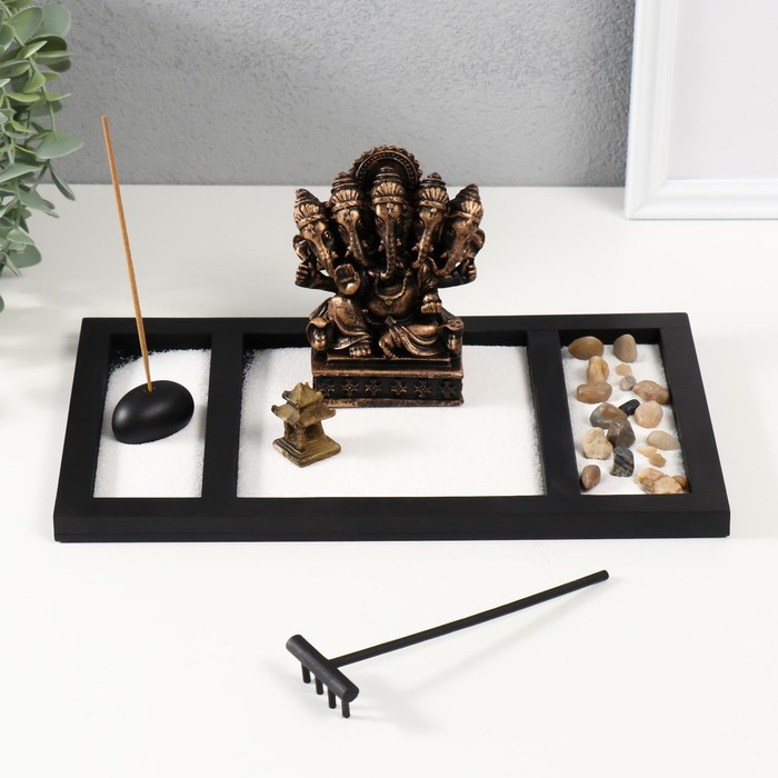 Сад камней Дзен 2*28*16,5 см  Сад камней Дзен 2*28*16,5 см "Ганеша пятиголовый", черный