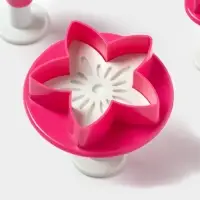 Плунжеры кондитерские Доляна &laquo;Цветок. Листок. Звёздочка&raquo;, набор 3 шт., пластик, розовые