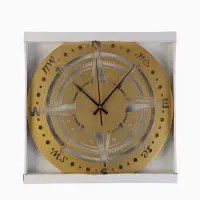 Часы настенные интерьерные &laquo;Компас&raquo;, бесшумные, плавный ход, d=40 см, металл, золотистые