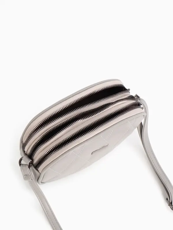 Сумка женская кросс-боди на молнии, 19&times;7&times;15 см, со стёжкой, серая