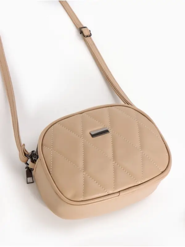 Сумка женская кросс-боди на молнии, 19&times;7&times;15 см, со стёжкой, бежевая