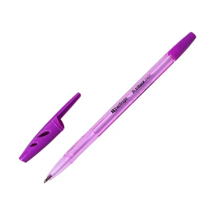 Ручка шариковая Berlingo. Tribase Neon, синий стержень, узел 0.7, МИКС