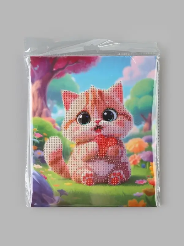 Алмазная мозаика &laquo;Котик с сердечком&raquo; 21&times;25 см, с мольбертом