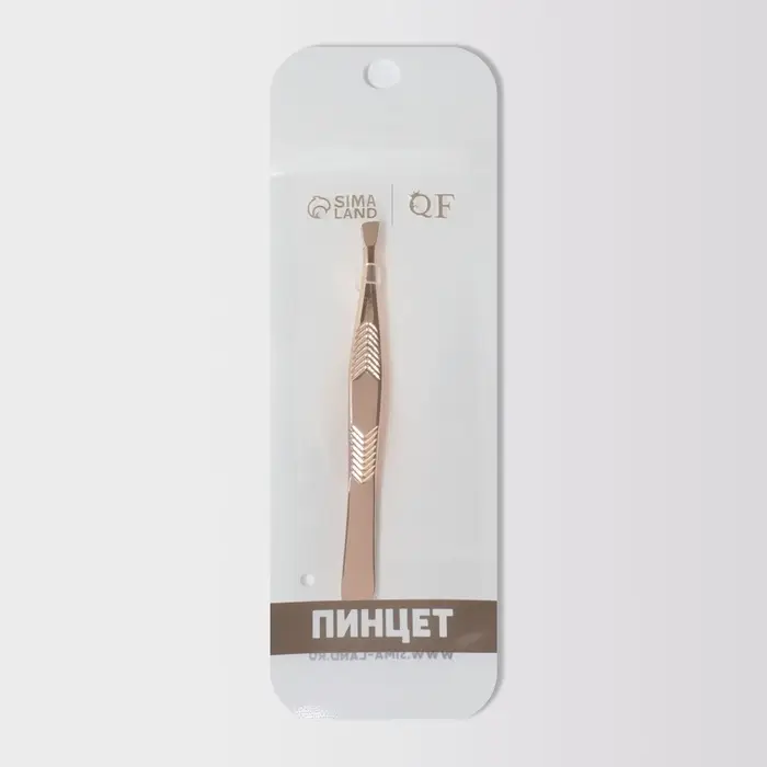 Пинцет скошенный, широкий, 9 см, цвет золотистый