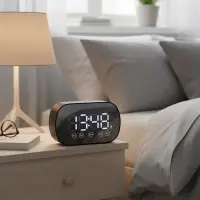 Часы-будильник электронные, колонка, USB, Bluetooth, карта памяти, чёрный